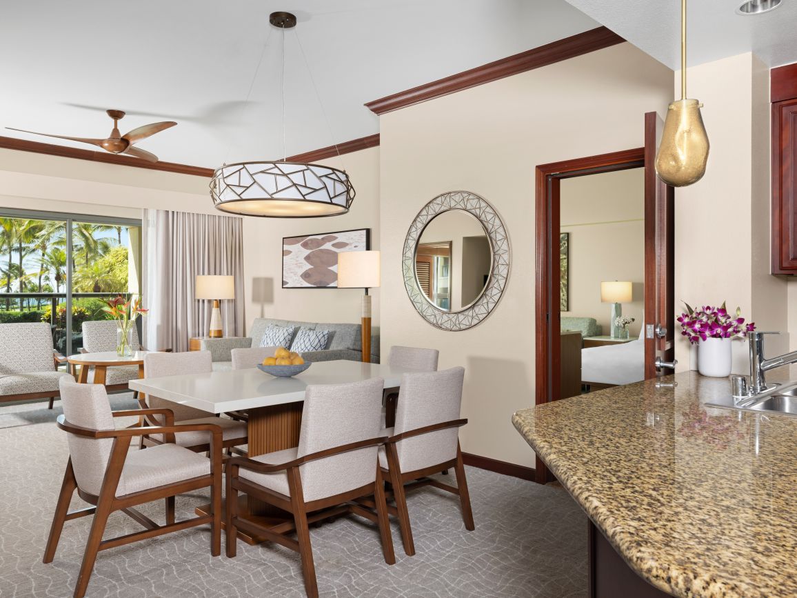 Villa Kitchen, Dining, and Living Area, Ocean View